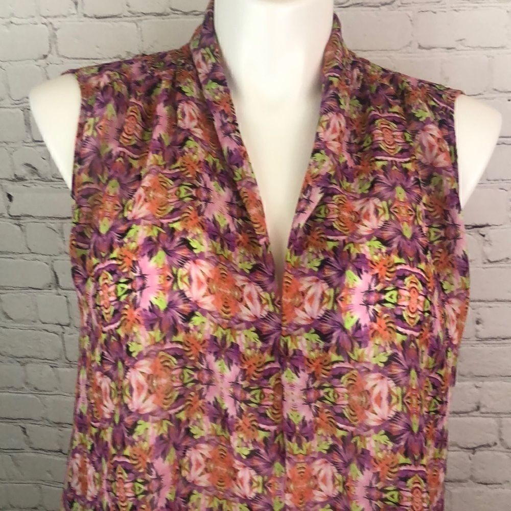 Bisou Bisou sheer bareback pink purple top